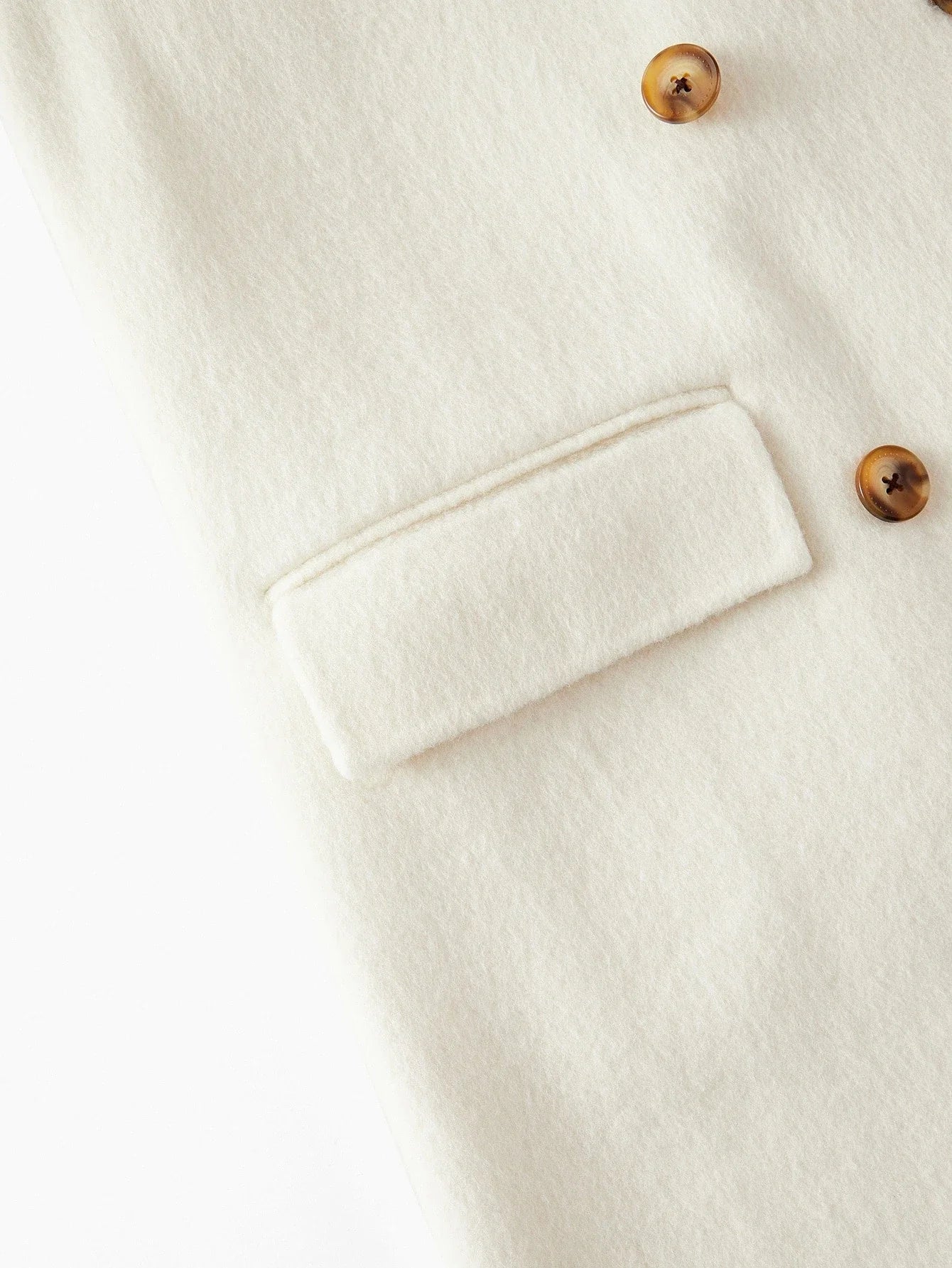 PREMIUM WOOL PEAK COLLAR DOUBLE BREASTED BELTED OVERCOAT