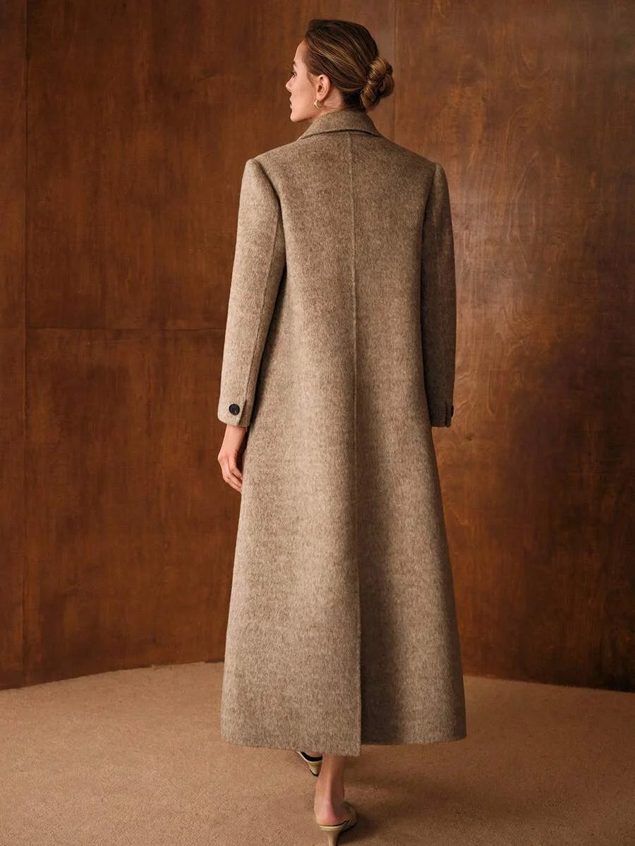 PREMIUM WOOL PEAK COLLAR DOUBLE BREASTED OVERCOAT