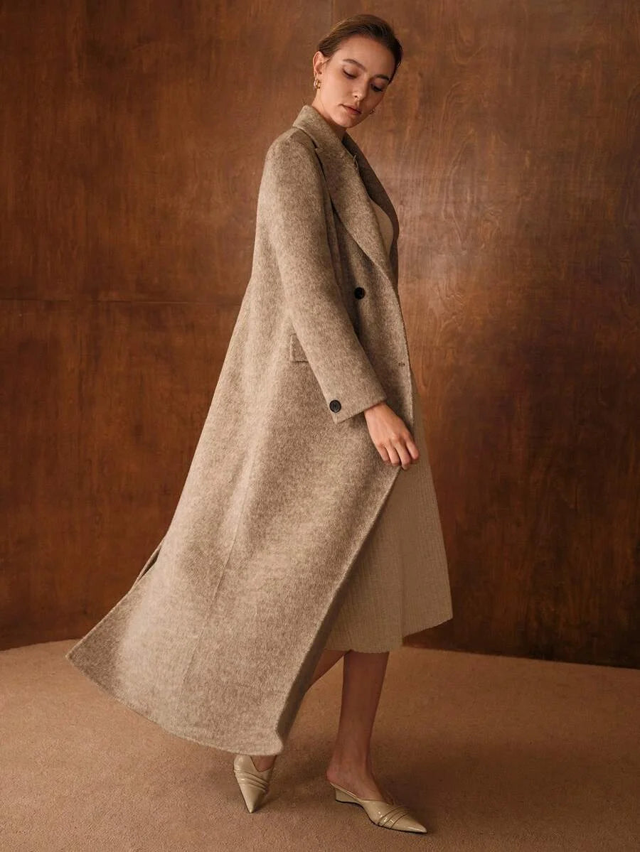 PREMIUM WOOL PEAK COLLAR DOUBLE BREASTED OVERCOAT