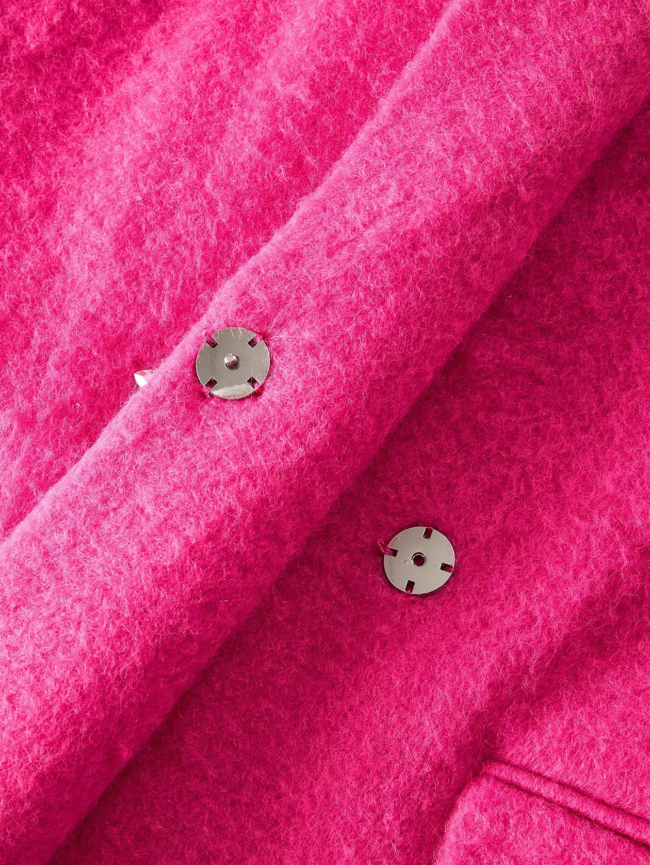 PREMIUM WOOL PEAK COLLAR RHINESTONE PLACKET BELTED OVERCOAT