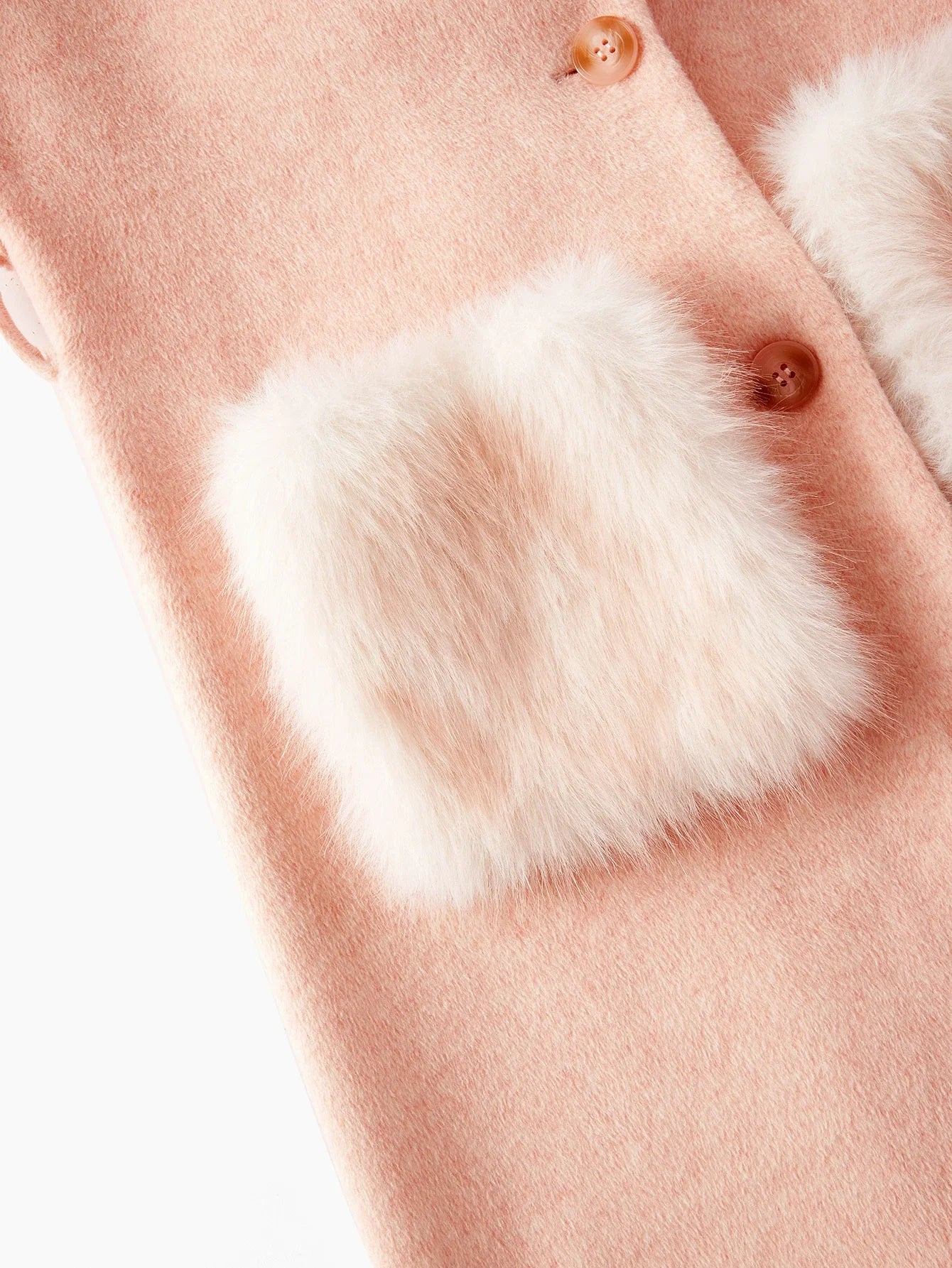 PREMIUM WOOL PEAK COLLAR WAIST CONTRAST FLUFFY POCKET OVERCOAT MINIMALIST amp ELEGANT