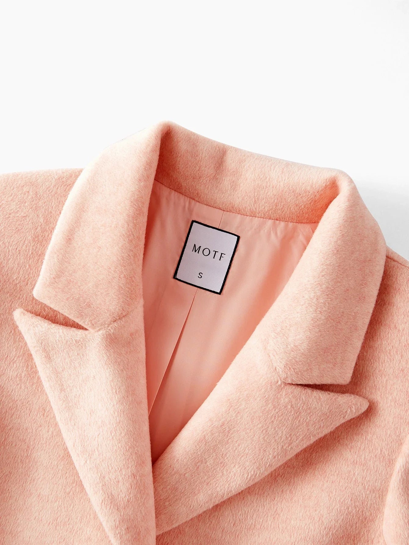 PREMIUM WOOL PEAK COLLAR WAIST CONTRAST FLUFFY POCKET OVERCOAT MINIMALIST amp ELEGANT