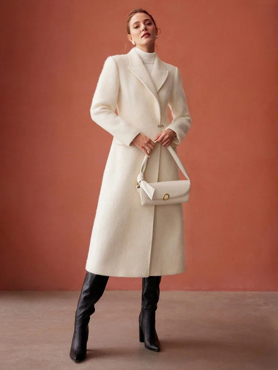 PREMIUM WOOL PEAK LAPEL SLIT BACK OVERCOAT