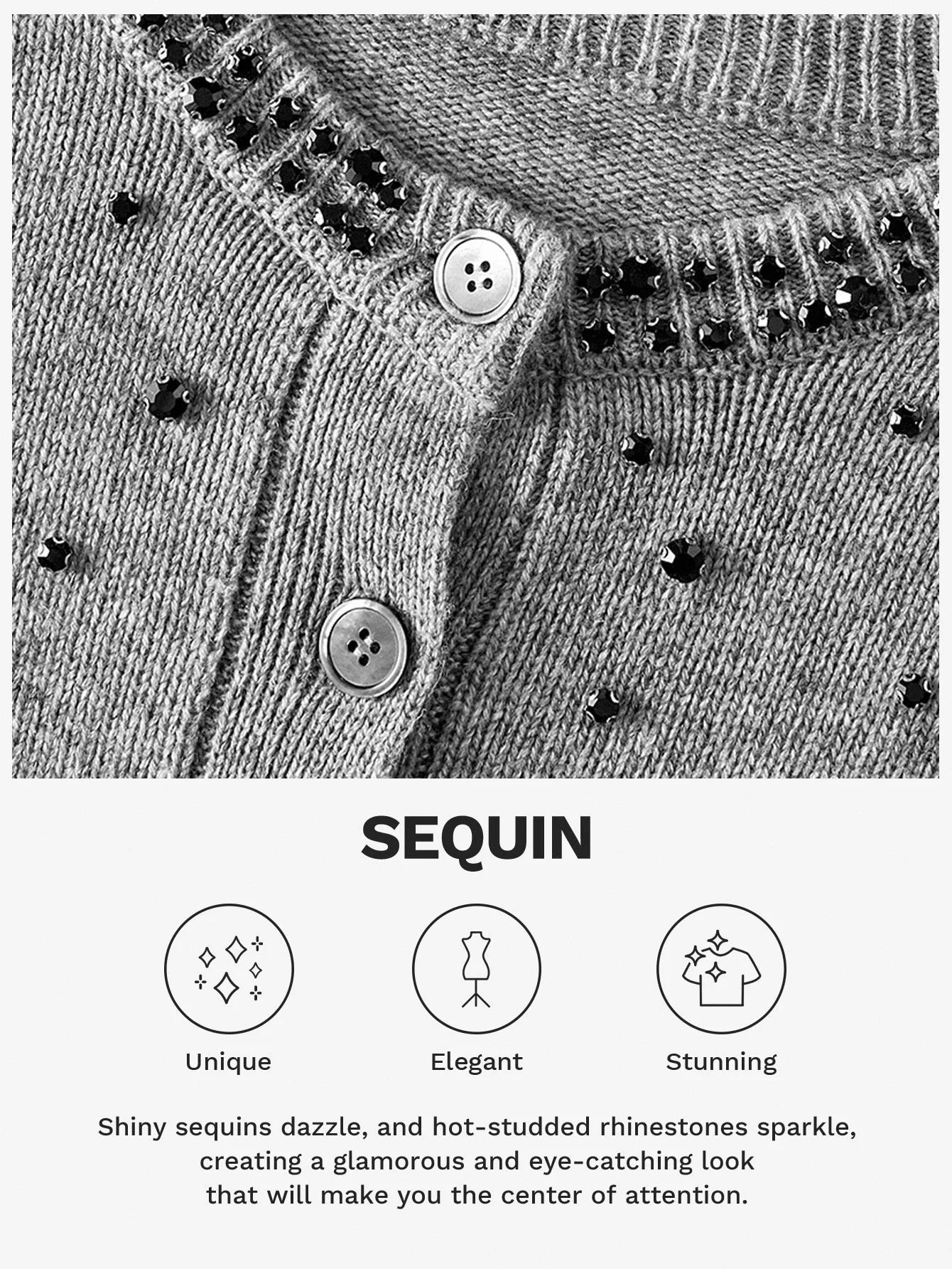 PREMIUM WOOL RHINESTONE DETAIL CARDIGAN