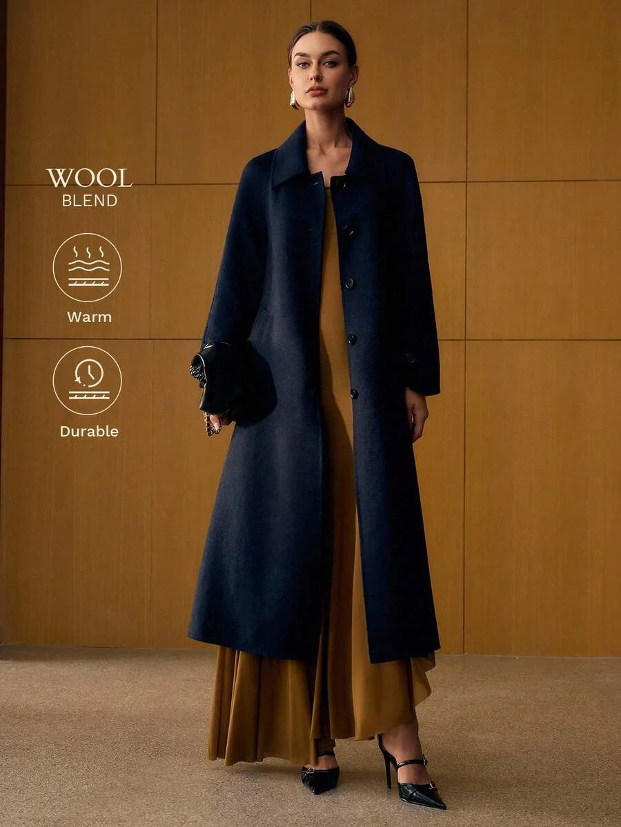 PREMIUM WOOL SINGLE BREASTED PLACKET BELTED OVERCOAT