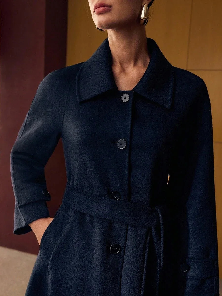 PREMIUM WOOL SINGLE BREASTED PLACKET BELTED OVERCOAT