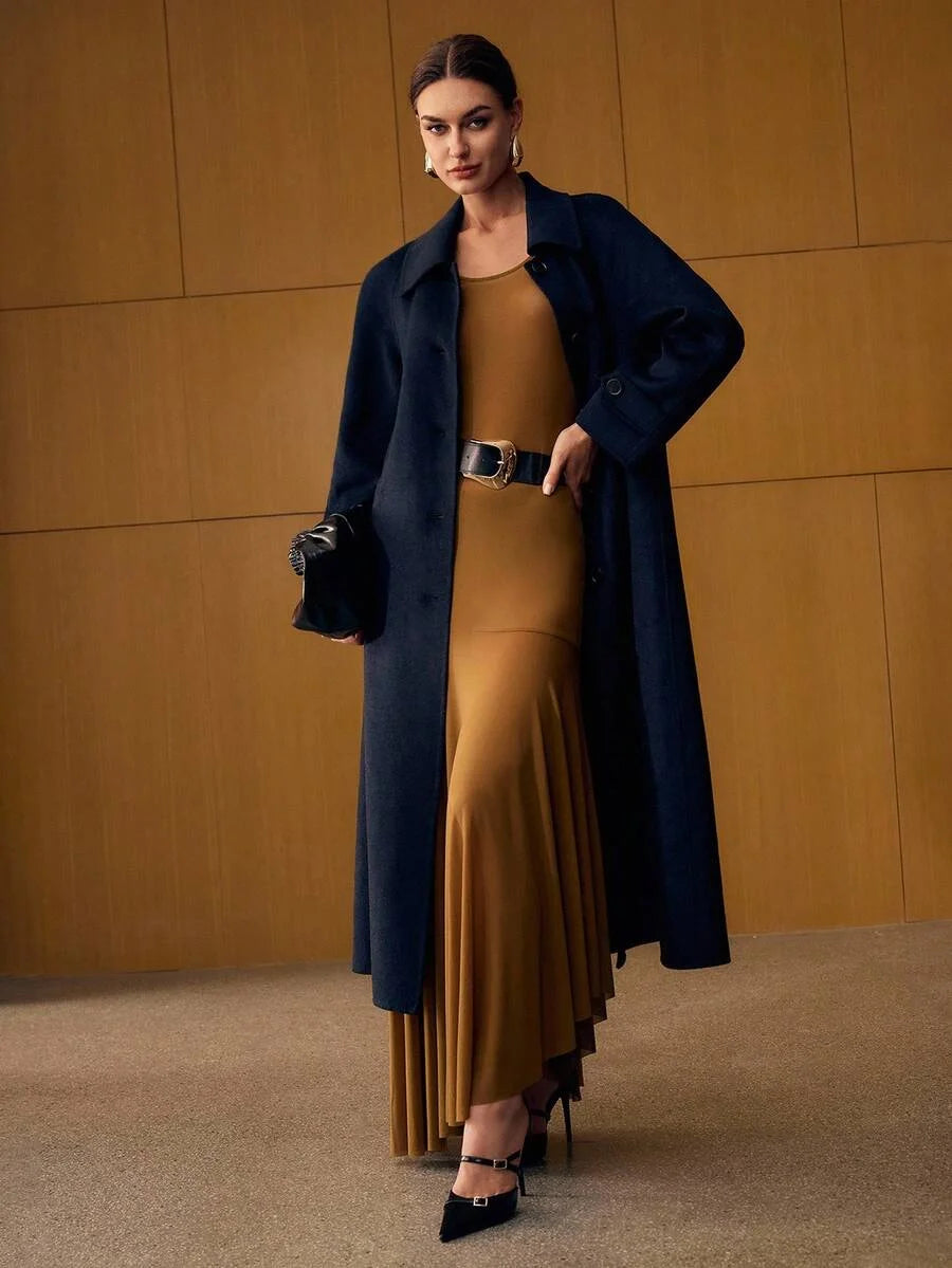 PREMIUM WOOL SINGLE BREASTED PLACKET BELTED OVERCOAT