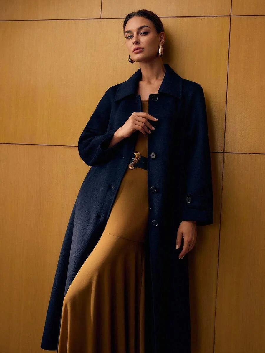 PREMIUM WOOL SINGLE BREASTED PLACKET BELTED OVERCOAT