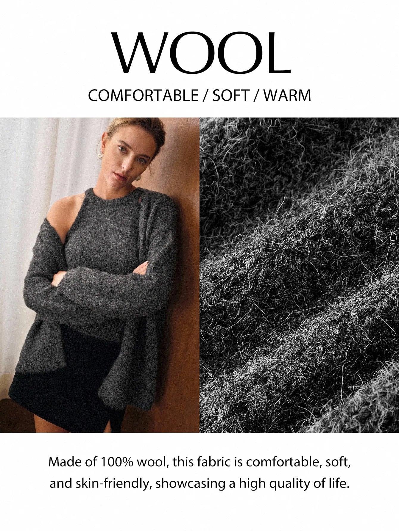 PREMIUM WOOL SOLID HALTER NECK KNIT TOP amp DROP SHOULDER OVERSIZE CARDIGAN SET