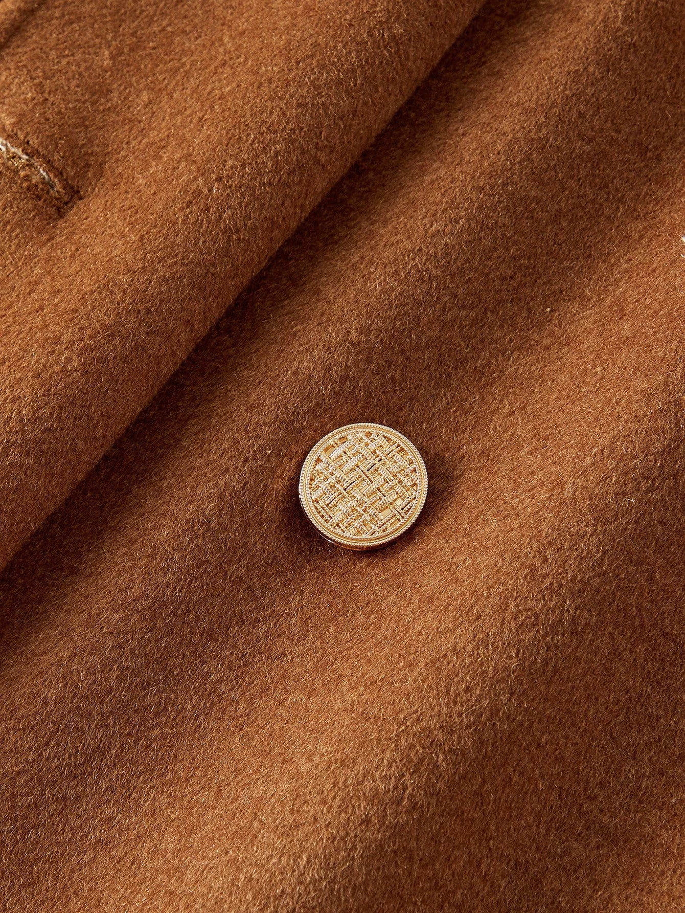 PREMIUM WOOL SOLID LAPEL COLLAR DOUBLE BREASTED PLACKET BELTED OVERCOAT