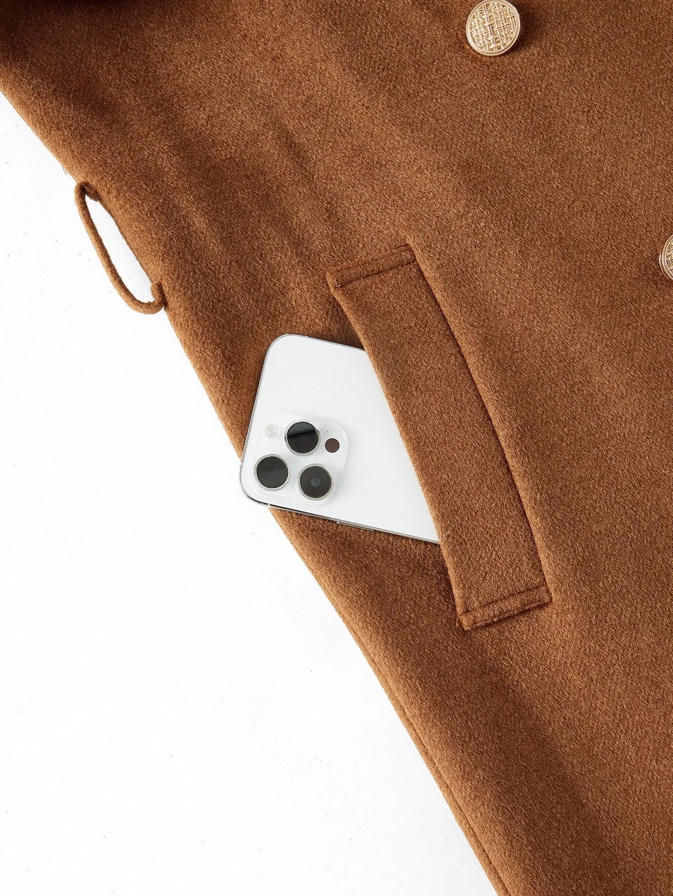 PREMIUM WOOL SOLID LAPEL COLLAR DOUBLE BREASTED PLACKET BELTED OVERCOAT