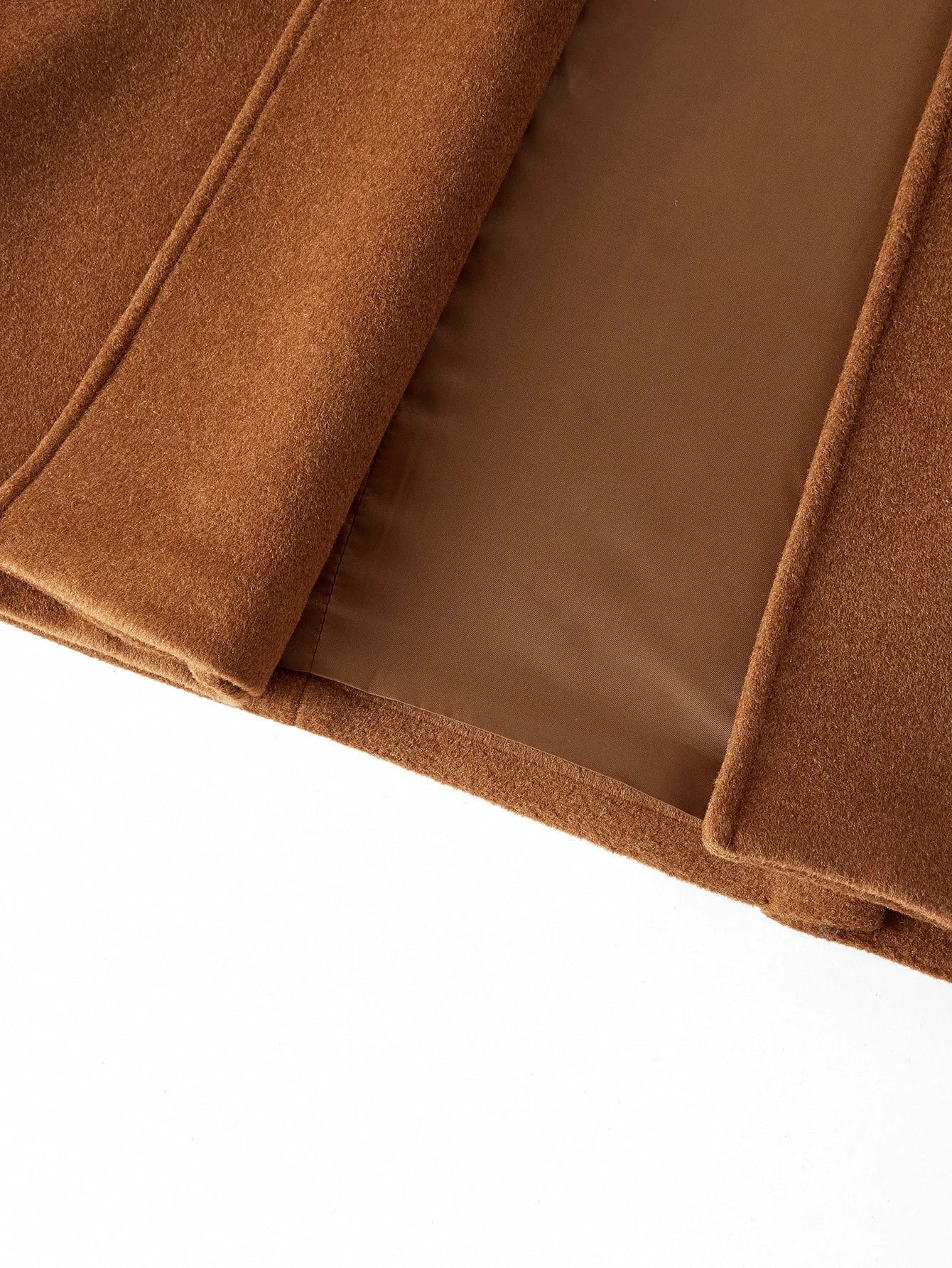 PREMIUM WOOL SOLID LAPEL COLLAR DOUBLE BREASTED PLACKET BELTED OVERCOAT