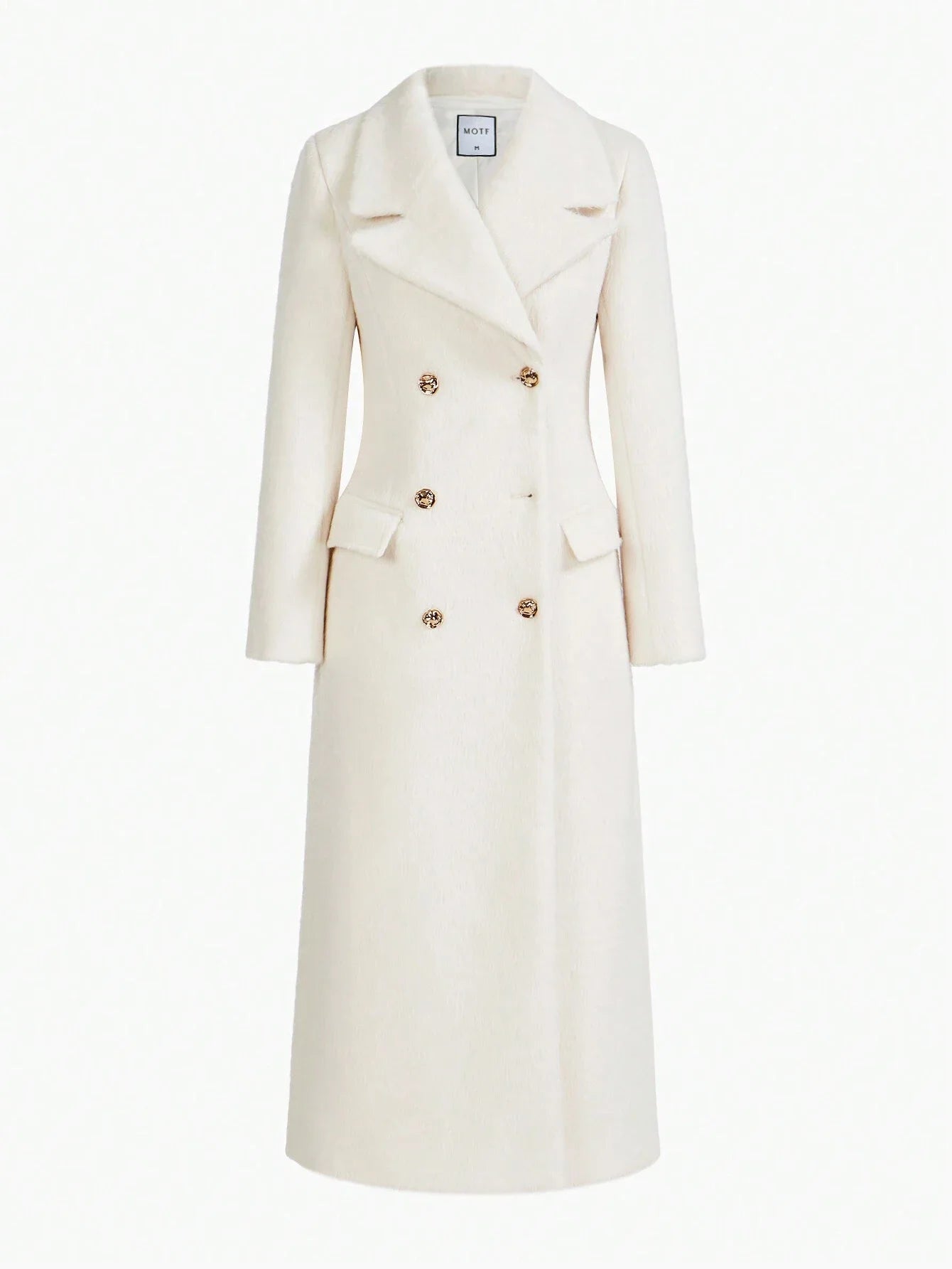 PREMIUM WOOL SOLID LAPEL COLLAR PEA OVERCOAT