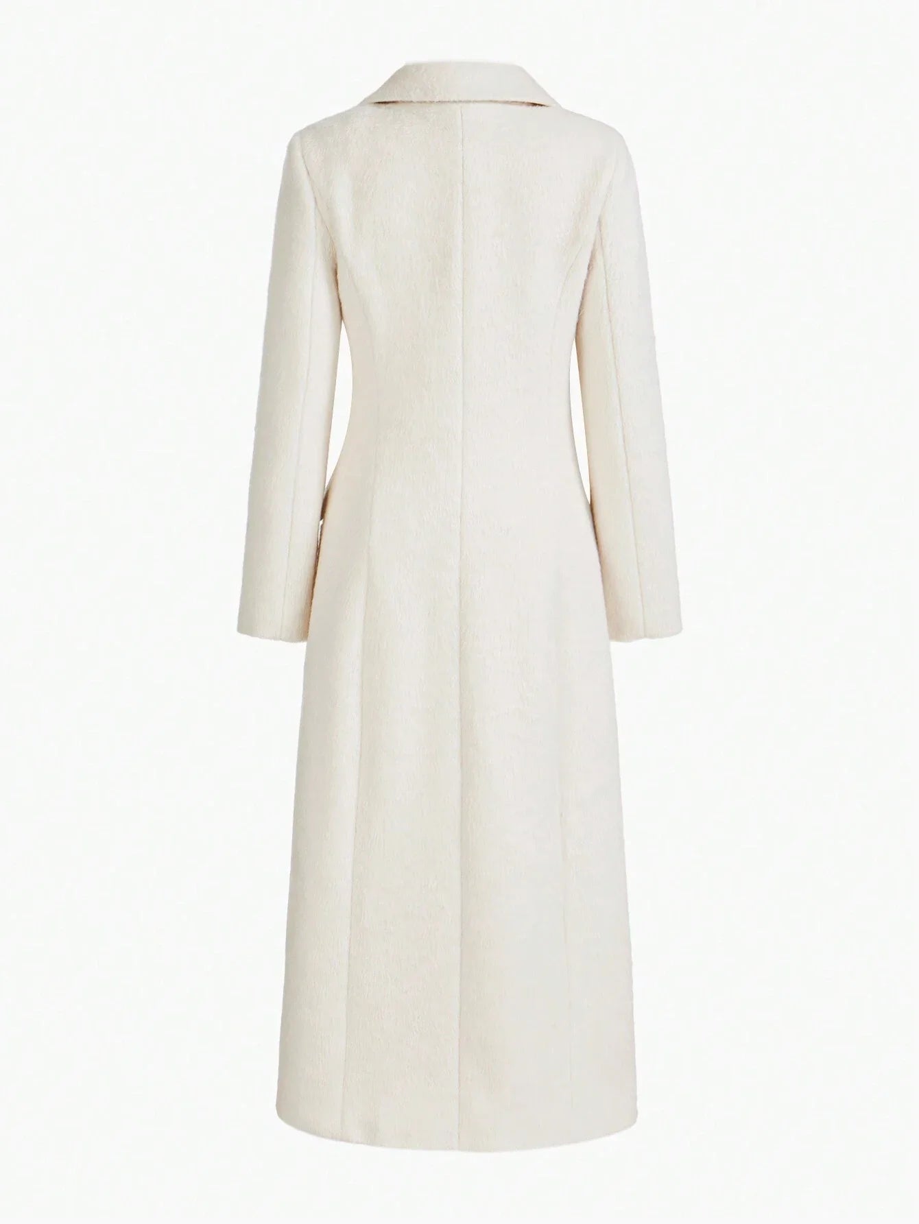 PREMIUM WOOL SOLID LAPEL COLLAR PEA OVERCOAT