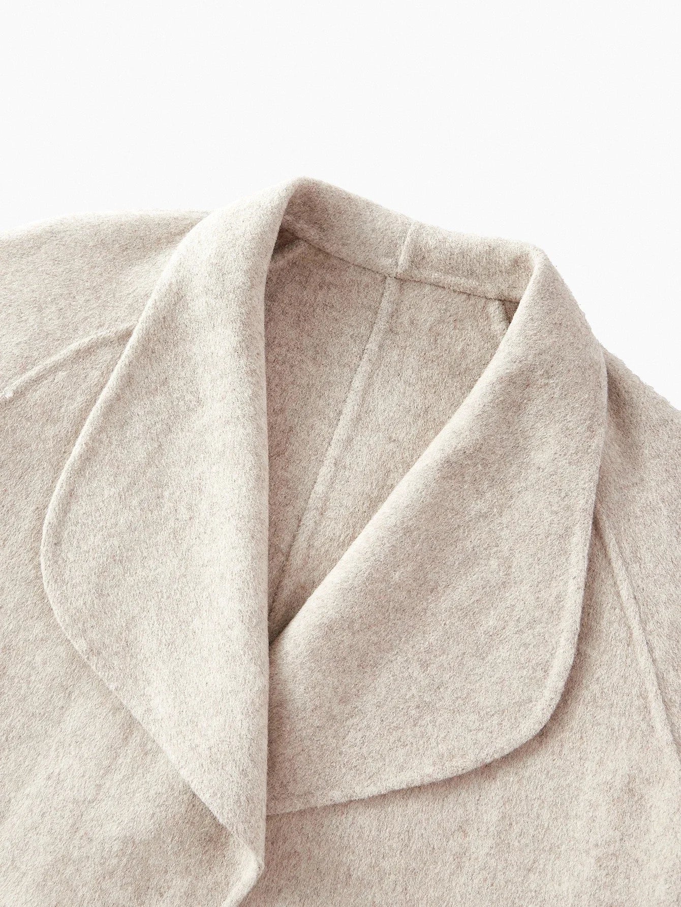 PREMIUM WOOL WATERFALL COLLAR BELTED OVERCOAT