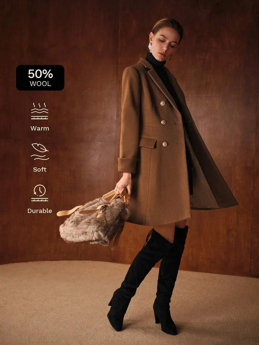 PREMIUM WOOL WOMENS ELEGANT BLEND MIDLENGTH COAT AUTUMNWINTER