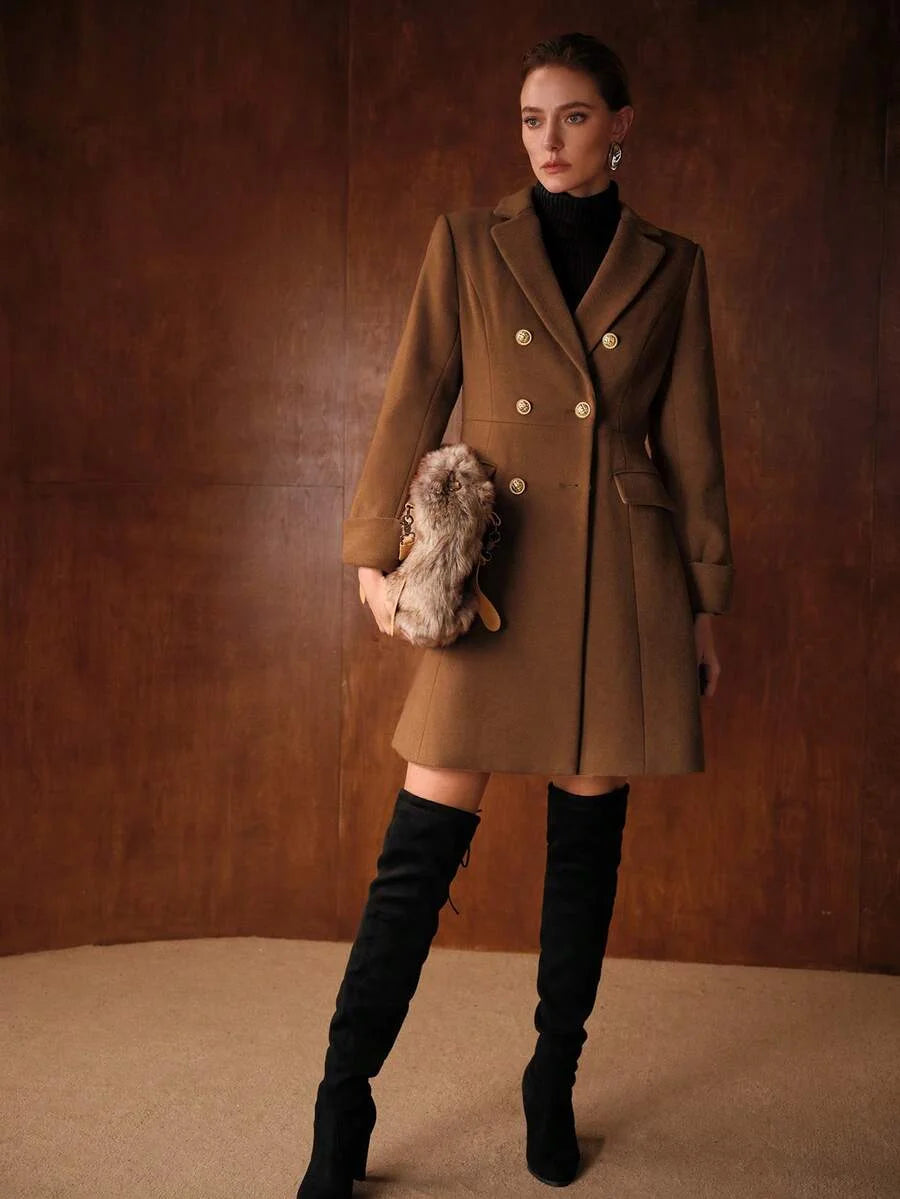 PREMIUM WOOL WOMENS ELEGANT BLEND MIDLENGTH COAT AUTUMNWINTER