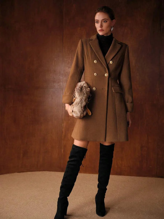 PREMIUM WOOL WOMENS ELEGANT BLEND MIDLENGTH COAT AUTUMNWINTER