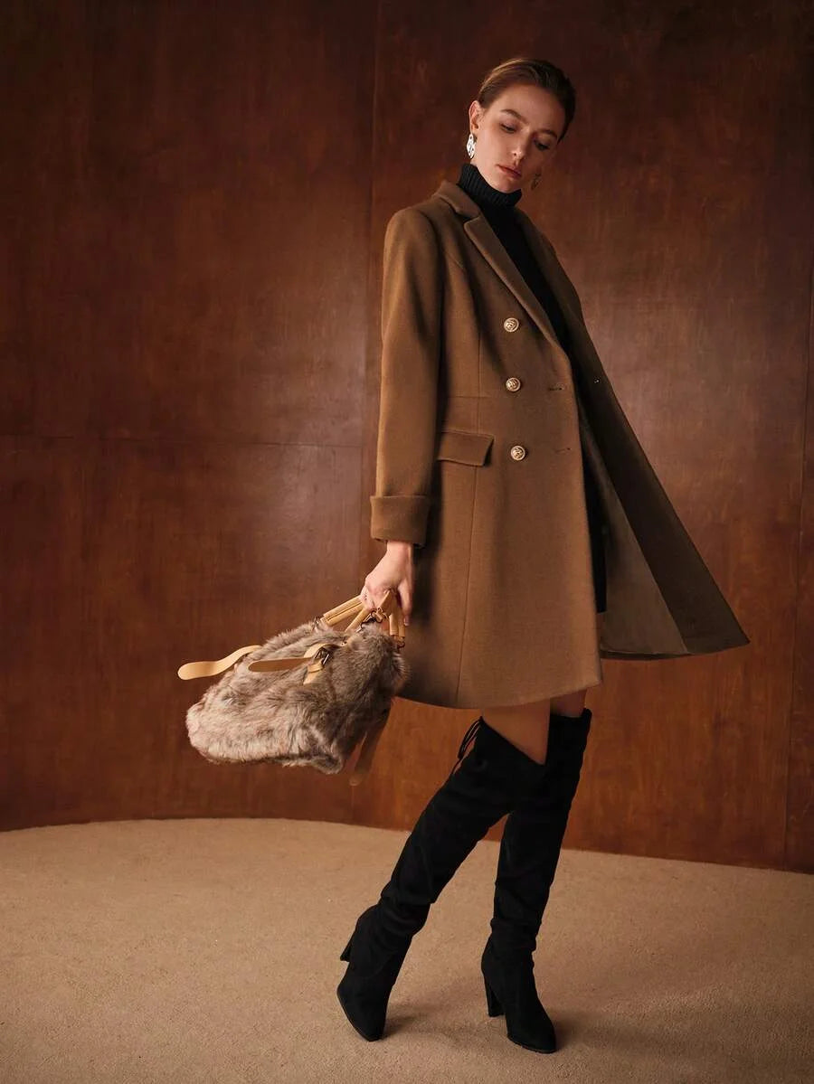 PREMIUM WOOL WOMENS ELEGANT BLEND MIDLENGTH COAT AUTUMNWINTER