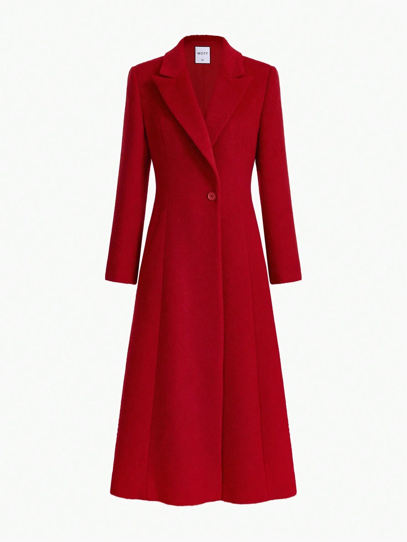 PREMIUM WOOLBLEND ALINE COATLADIES WINTER ELEGANTPARTY POCKET REGULAR SLEEVE LAPEL REGULAR FIT RED