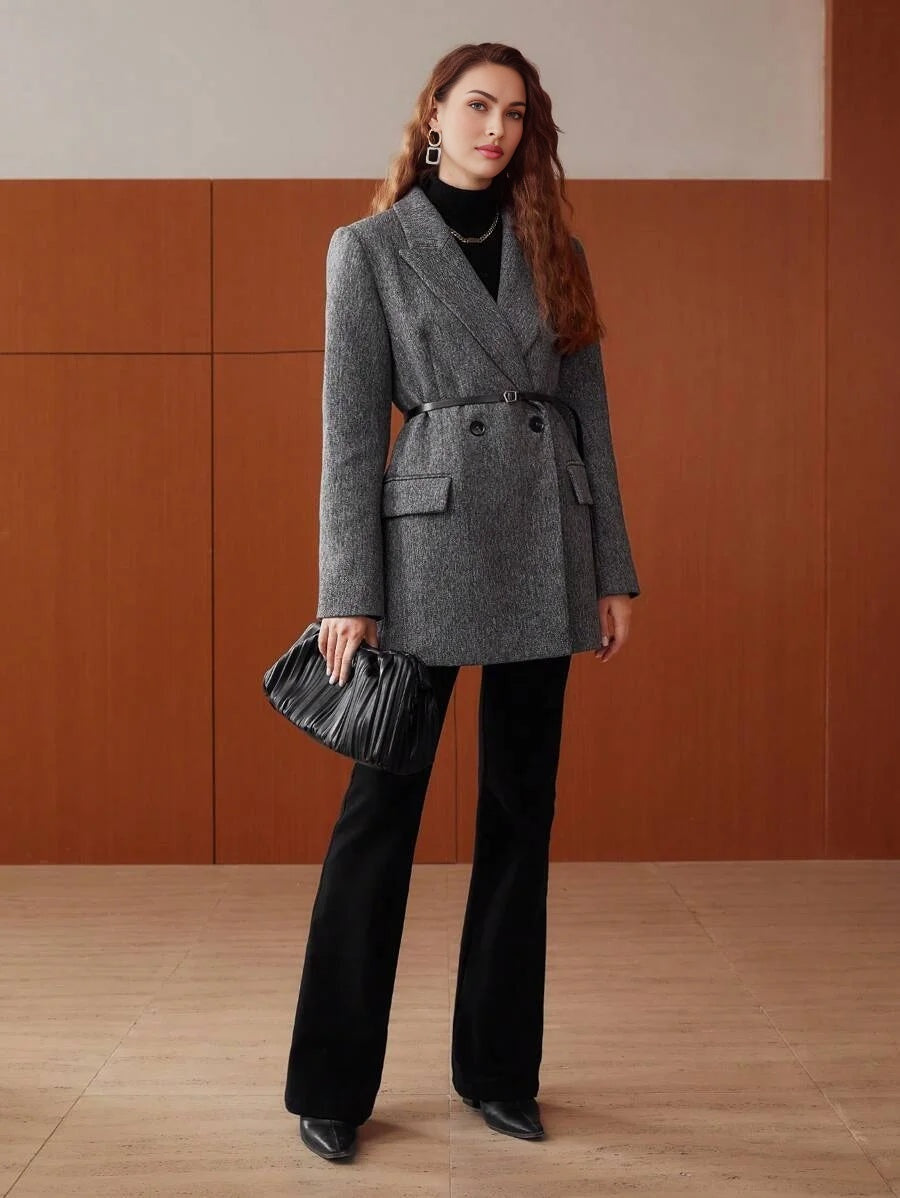 PREMIUM WOOLBLEND BLAZER JACKET WITHOUT BELT