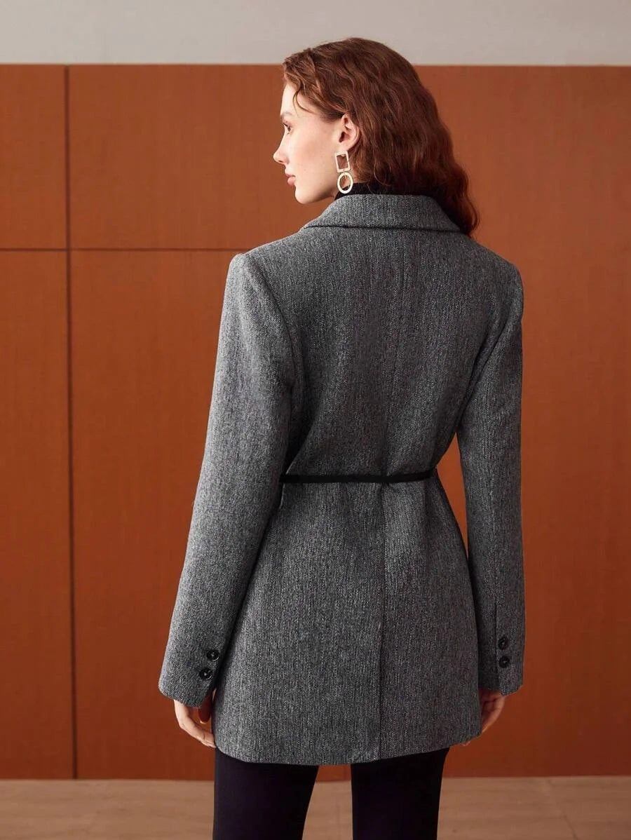 PREMIUM WOOLBLEND BLAZER JACKET WITHOUT BELT