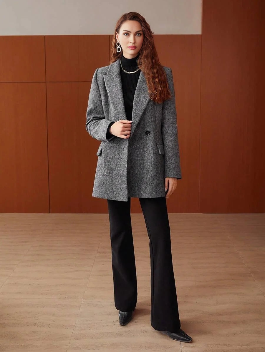 PREMIUM WOOLBLEND BLAZER JACKET WITHOUT BELT