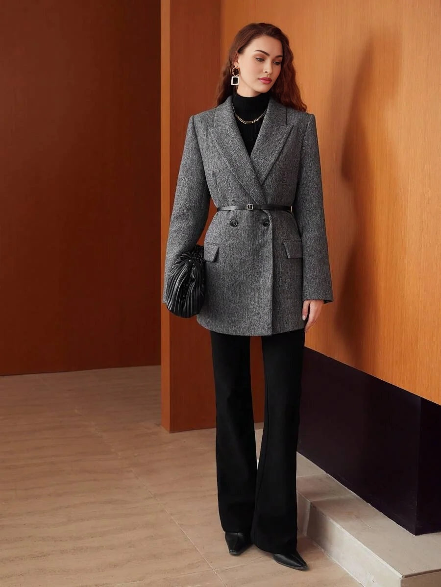 PREMIUM WOOLBLEND BLAZER JACKET WITHOUT BELT