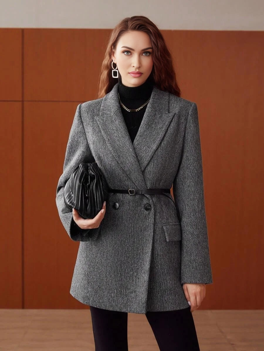 PREMIUM WOOLBLEND BLAZER JACKET WITHOUT BELT