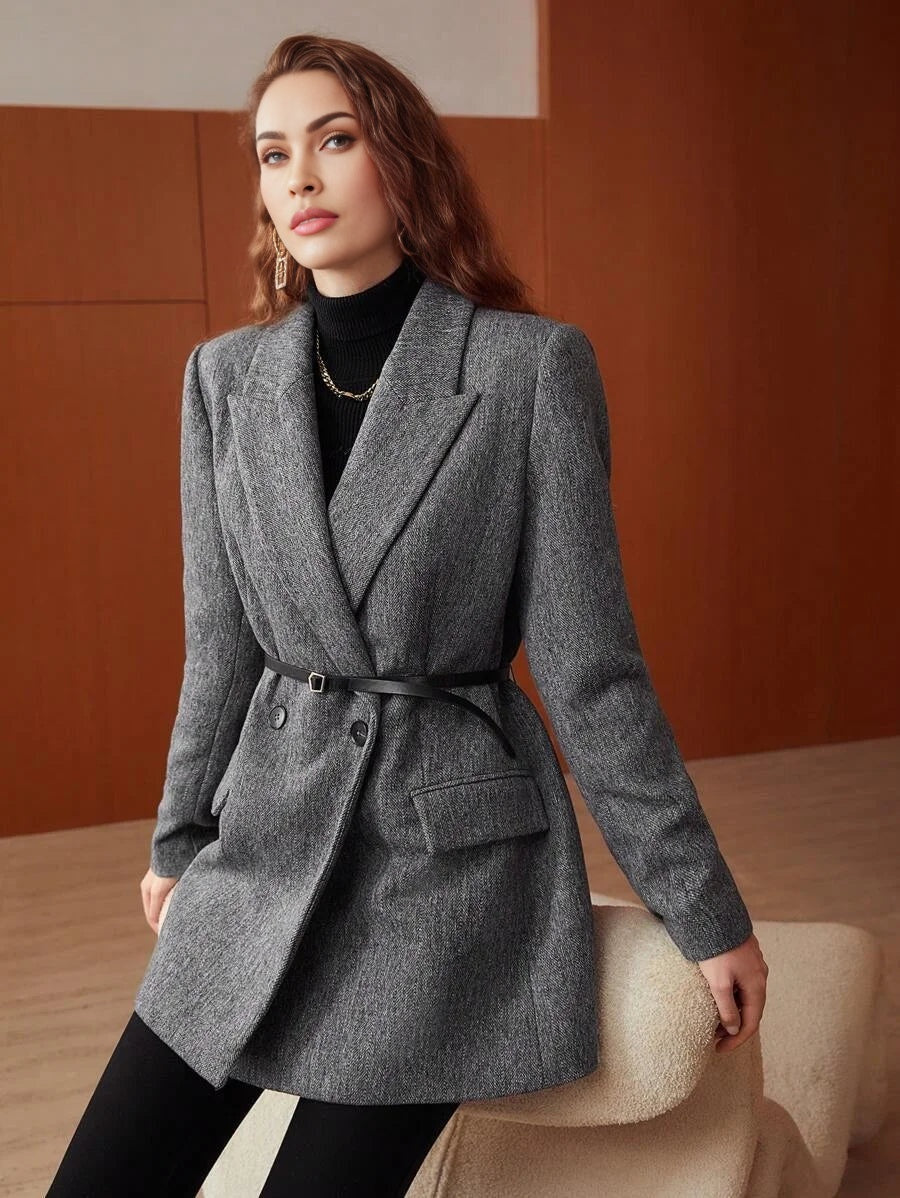 PREMIUM WOOLBLEND BLAZER JACKET WITHOUT BELT