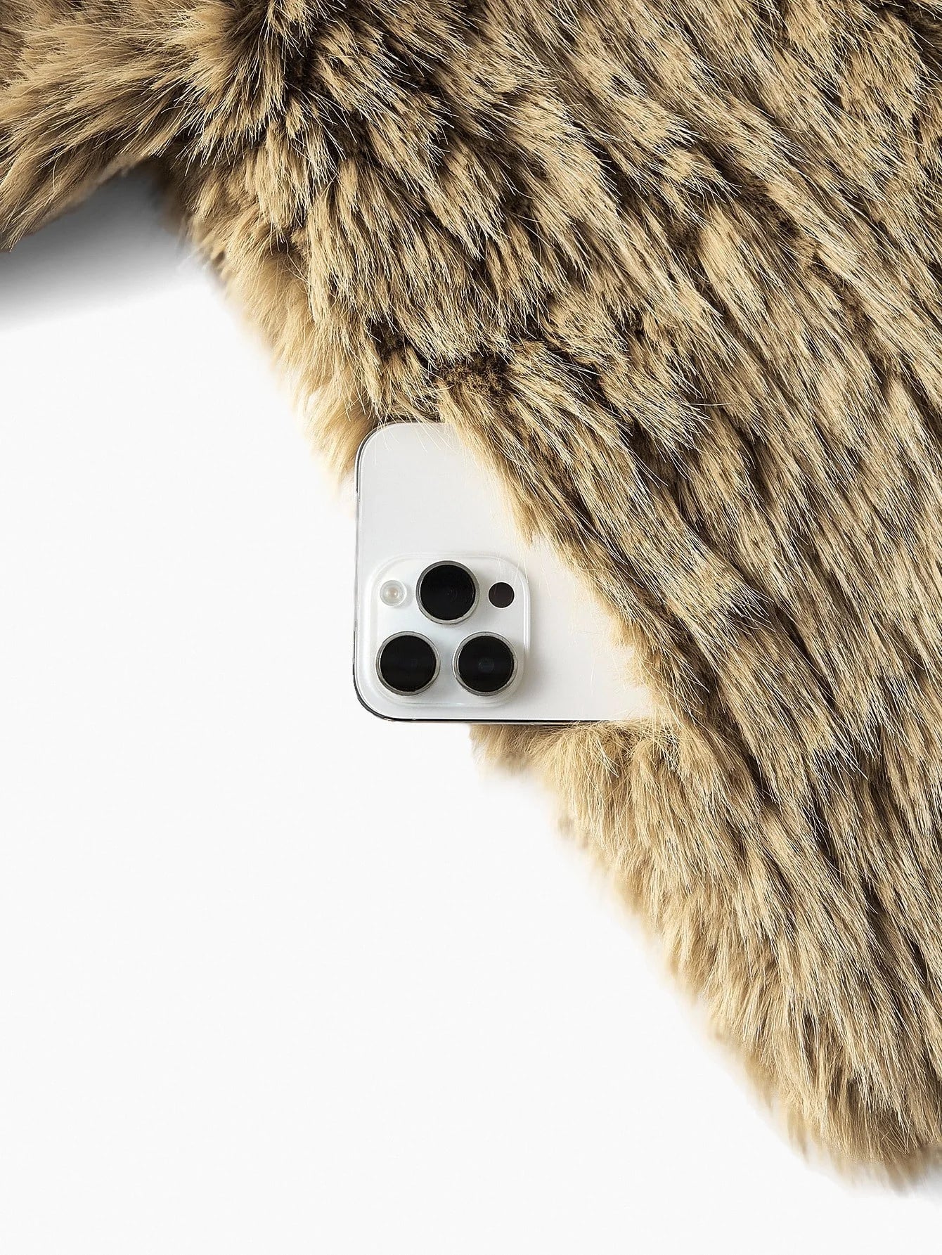 PREMIUM WOOLLIKE FABRIC SOLID FAUX FUR METAL BUTTON PLACKET COAT