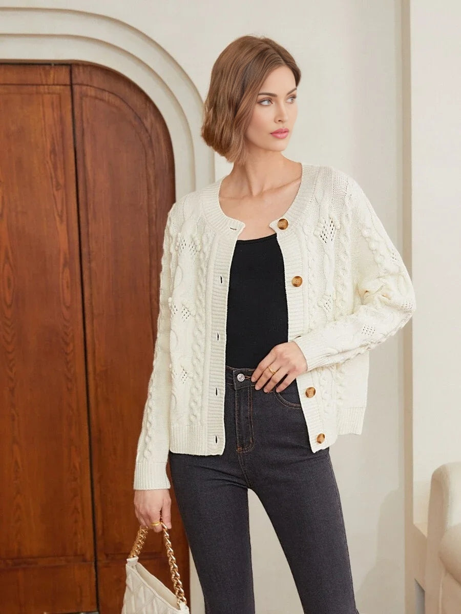 PREMIUM WOOLMIX CABLE KNIT CARDIGAN