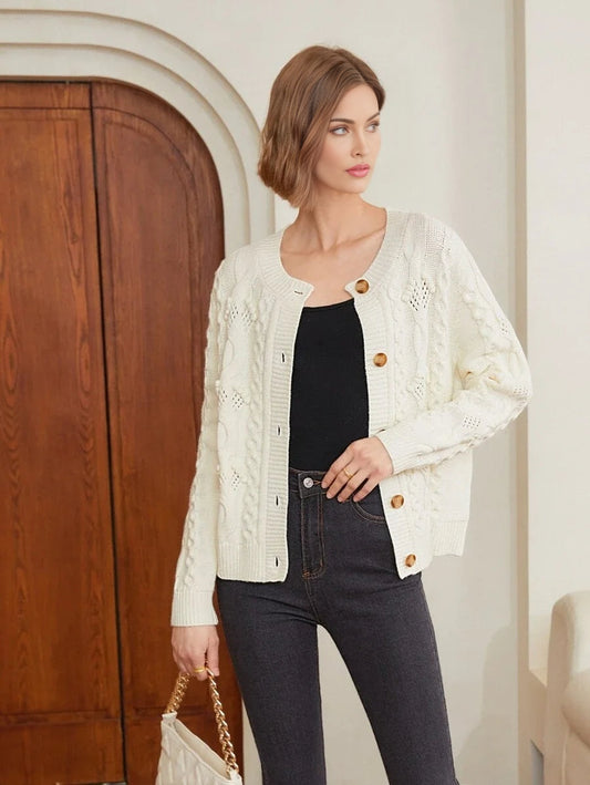 PREMIUM WOOLMIX CABLE KNIT CARDIGAN