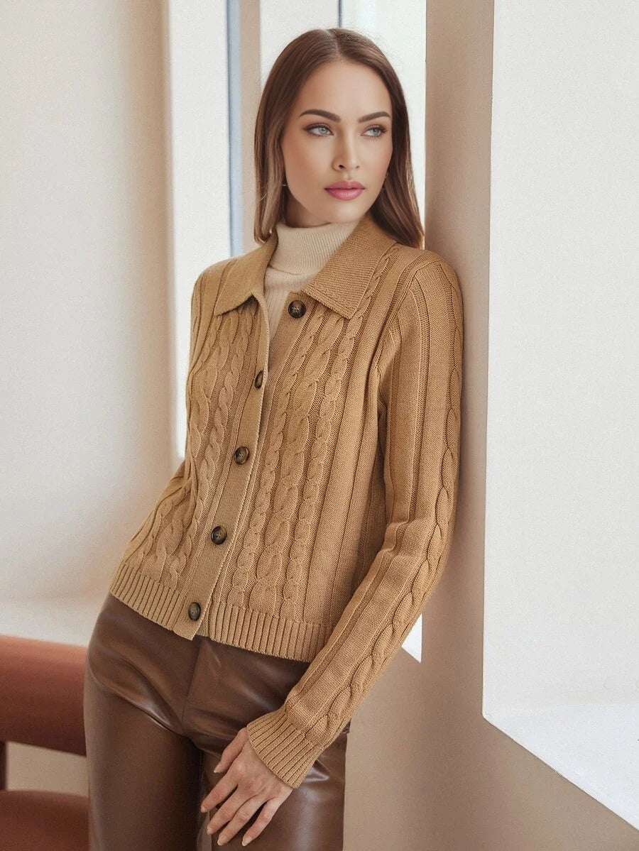 PREMIUM WOOLMIX CABLE KNIT CARDIGAN