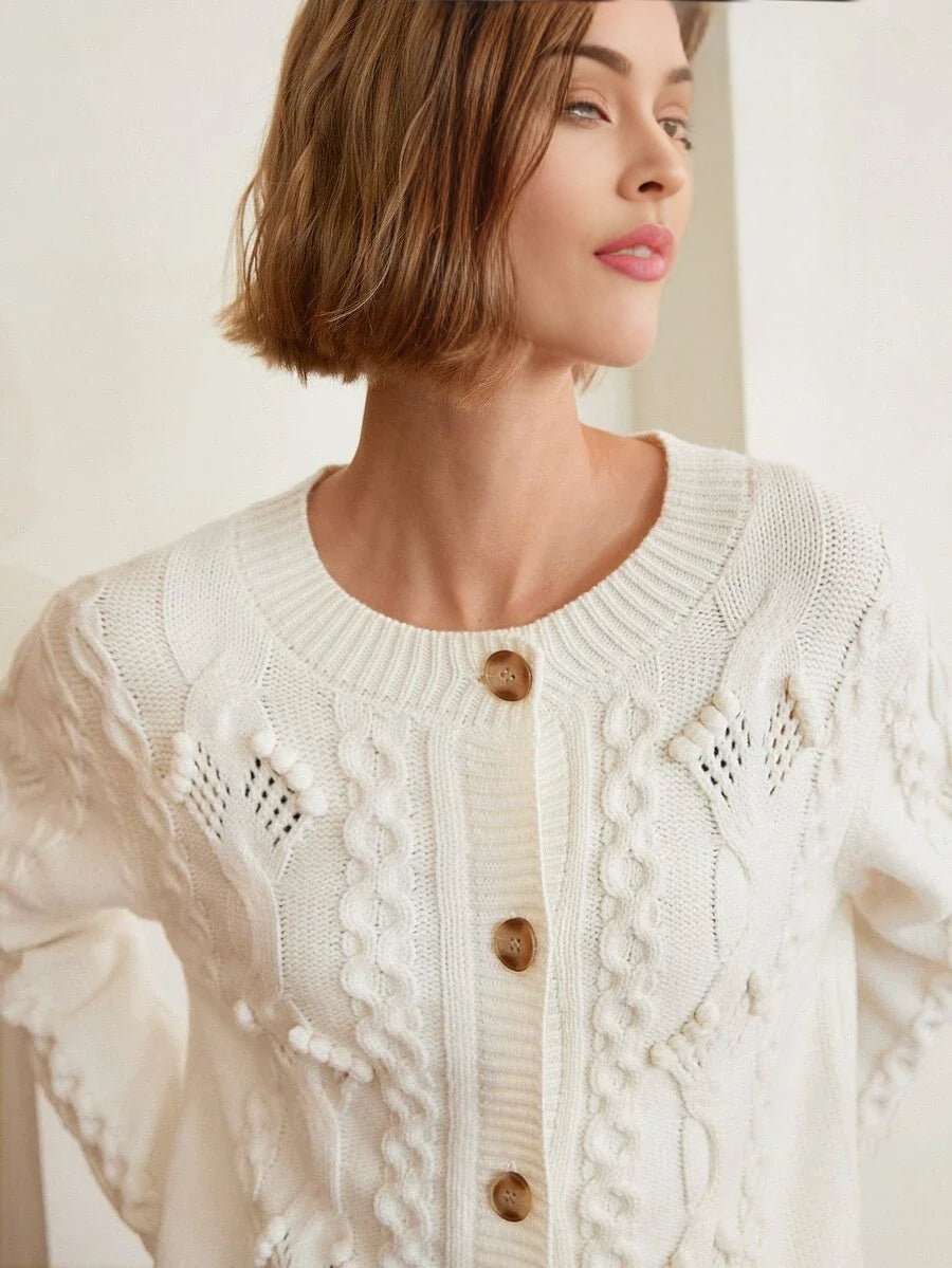 PREMIUM WOOLMIX CABLE KNIT CARDIGAN