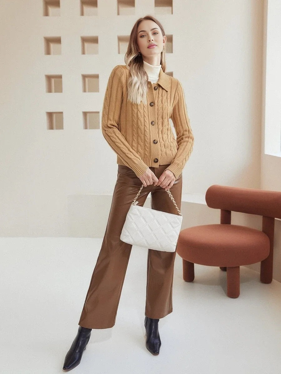 PREMIUM WOOLMIX CABLE KNIT CARDIGAN