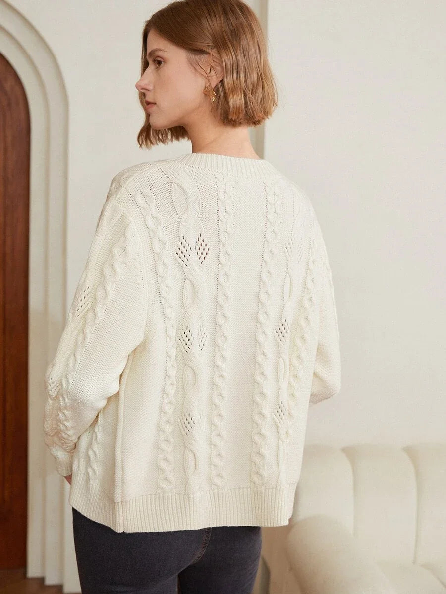 PREMIUM WOOLMIX CABLE KNIT CARDIGAN