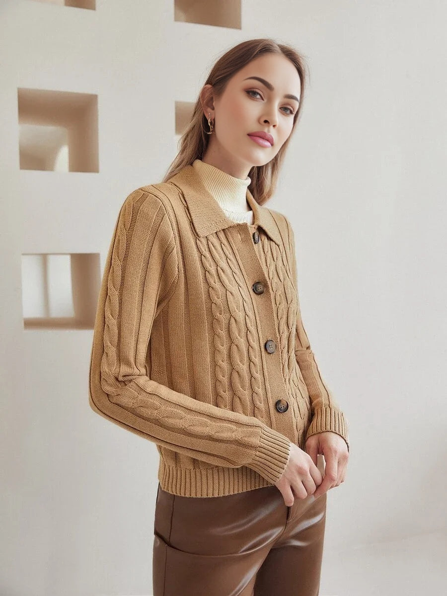PREMIUM WOOLMIX CABLE KNIT CARDIGAN
