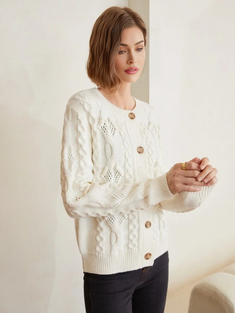 PREMIUM WOOLMIX CABLE KNIT CARDIGAN