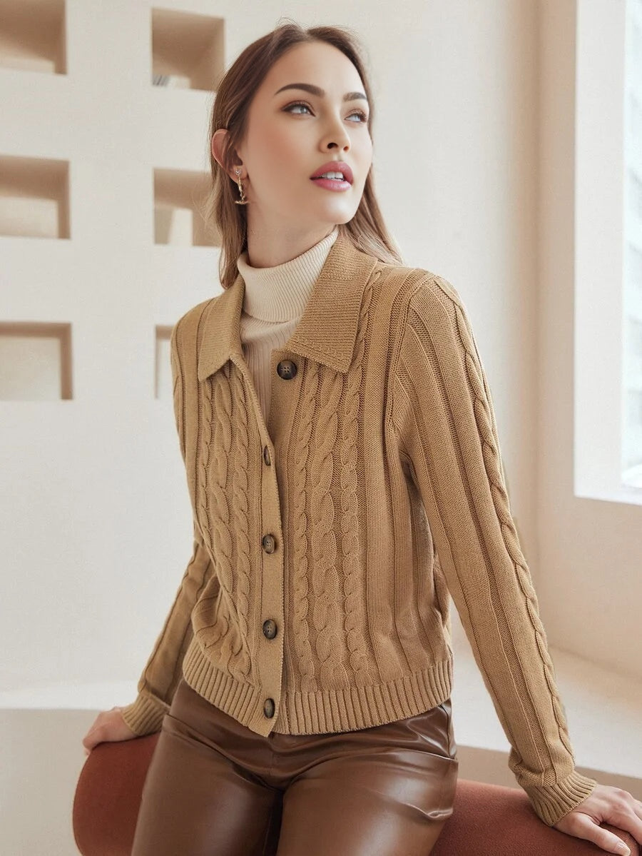 PREMIUM WOOLMIX CABLE KNIT CARDIGAN