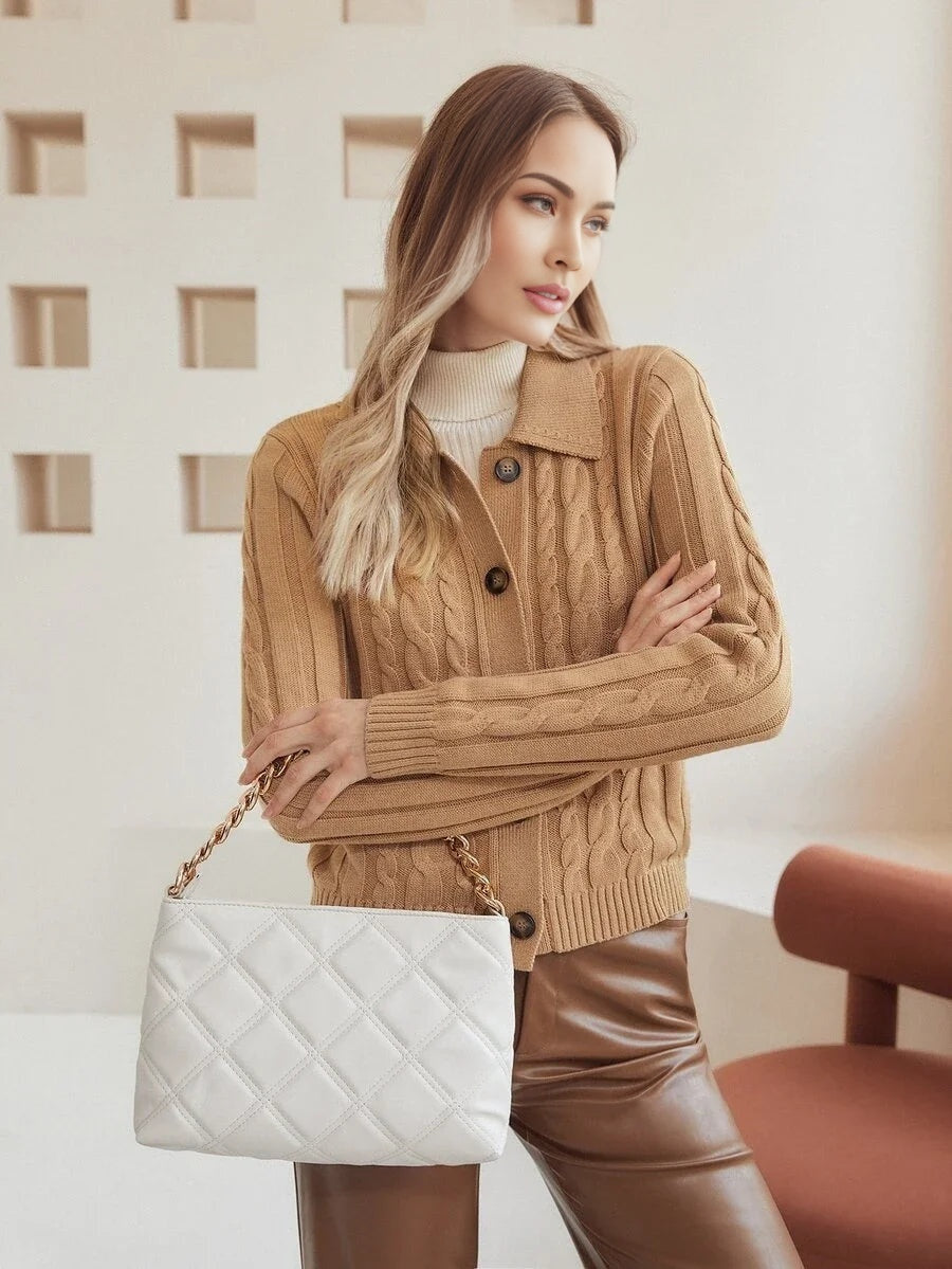 PREMIUM WOOLMIX CABLE KNIT CARDIGAN