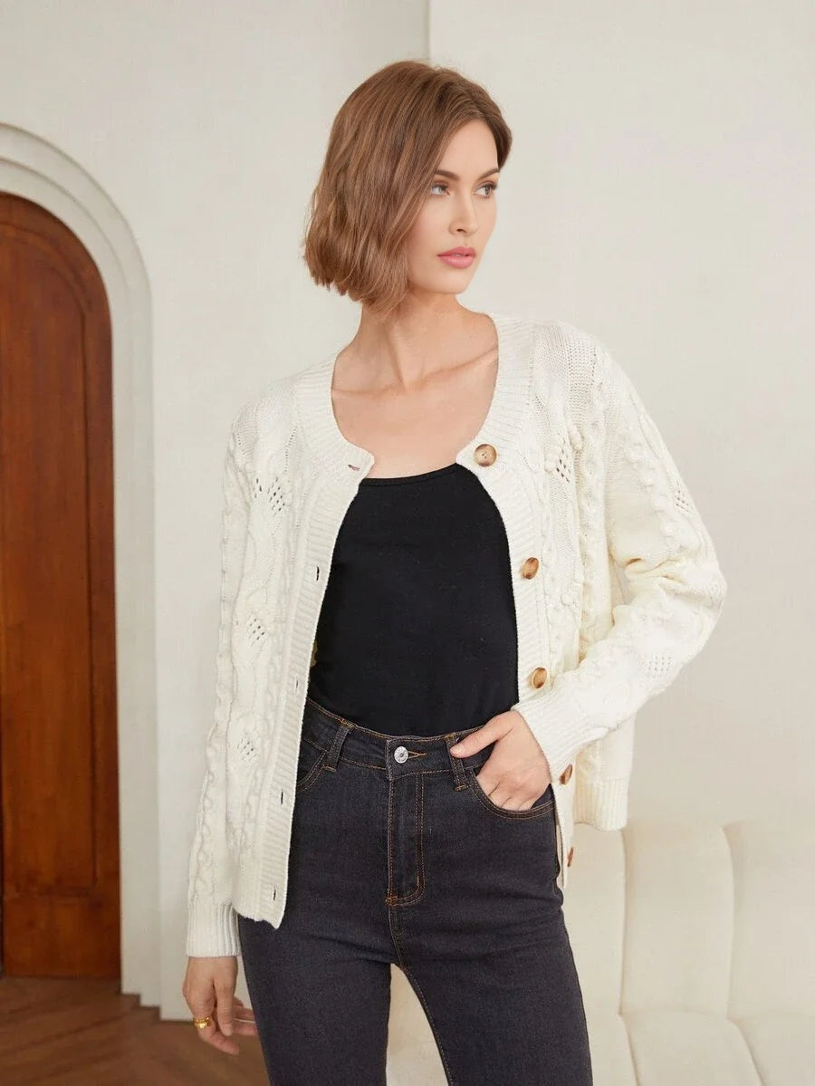 PREMIUM WOOLMIX CABLE KNIT CARDIGAN