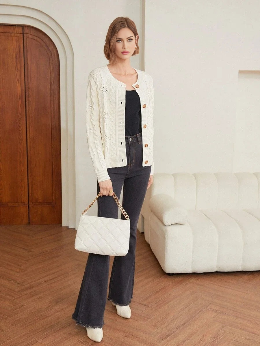 PREMIUM WOOLMIX CABLE KNIT CARDIGAN