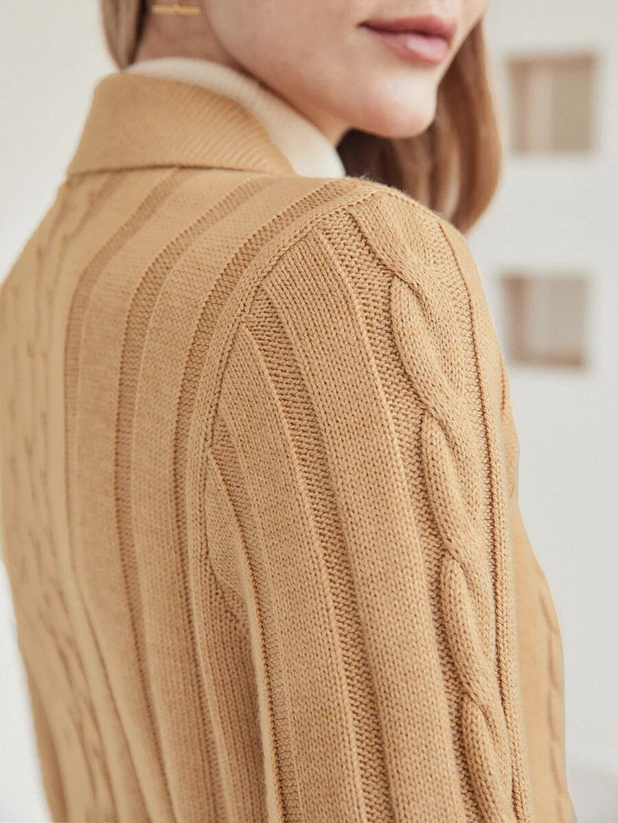 PREMIUM WOOLMIX CABLE KNIT CARDIGAN