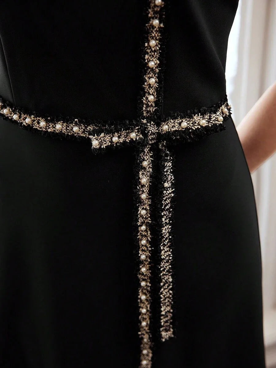 PREMIUM WOVEN CONTRAST TAPE DRESSSUMMER OUTFITS