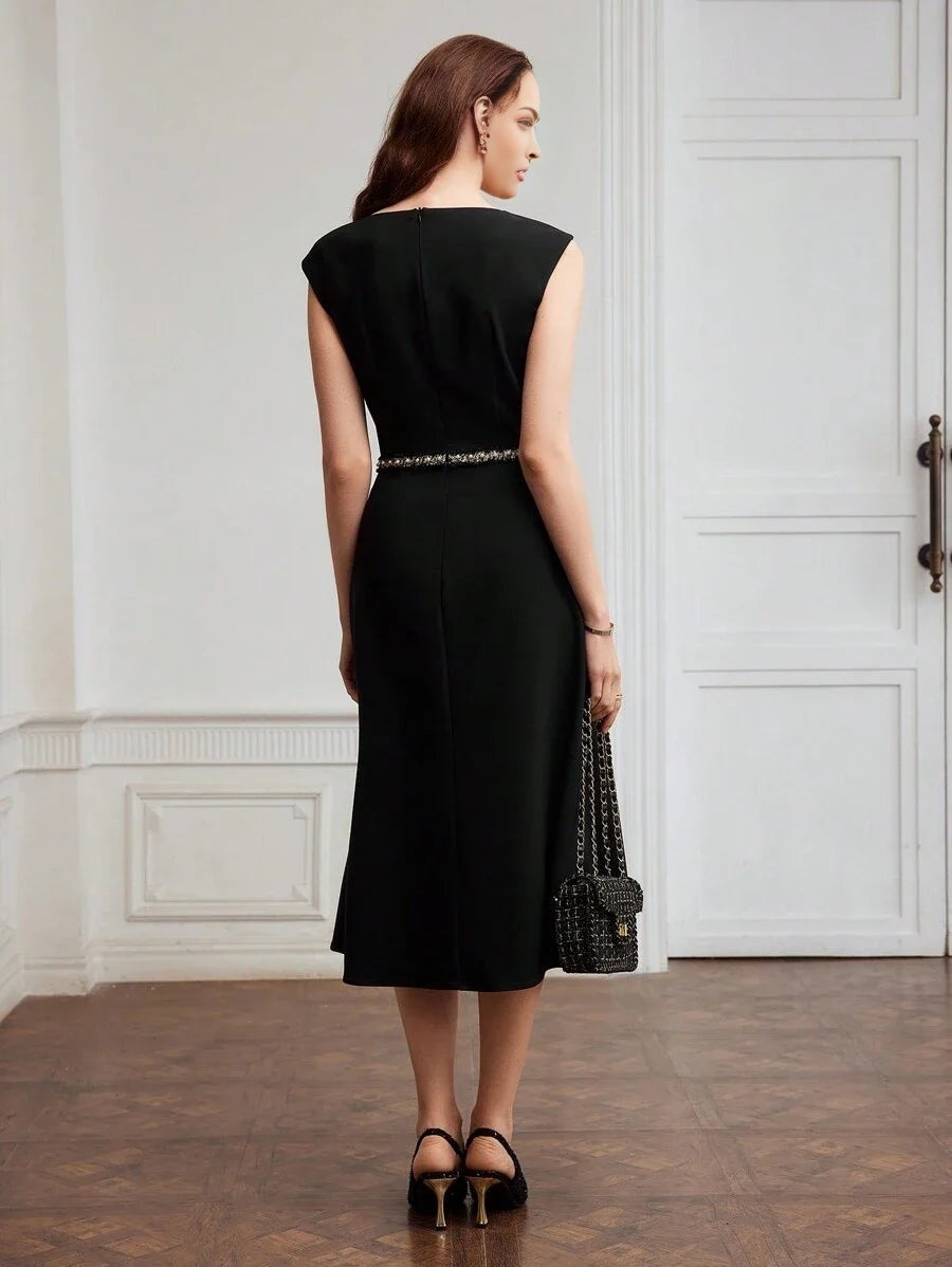 PREMIUM WOVEN CONTRAST TAPE DRESSSUMMER OUTFITS