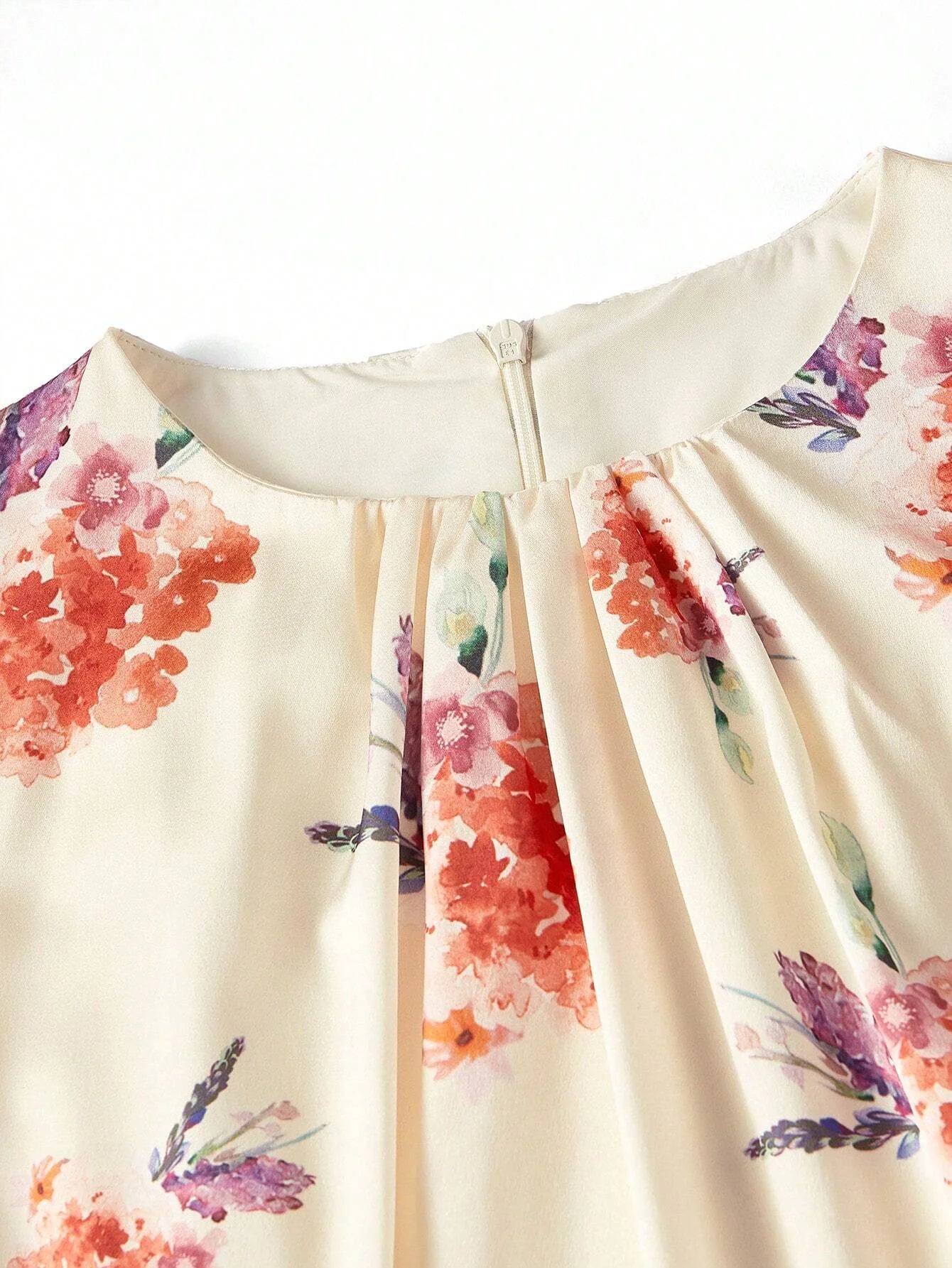 PREMIUM WOVEN DRAPED FLORAL PRINT DRESS