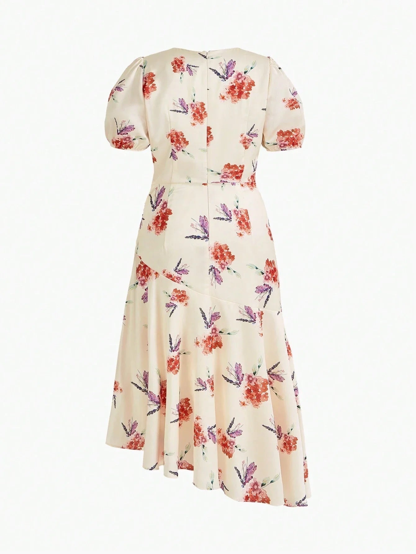 PREMIUM WOVEN DRAPED FLORAL PRINT DRESS