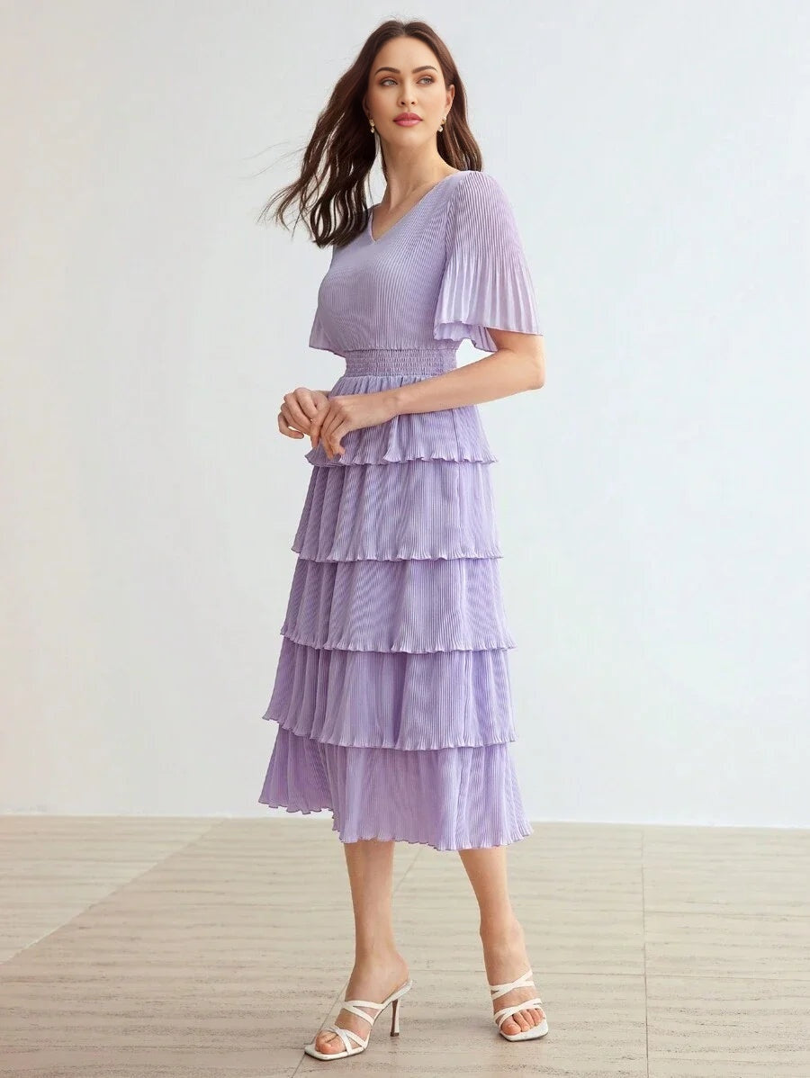 PREMIUM WOVEN FITTED PLEATED DRESSSUMMER OUTFITS