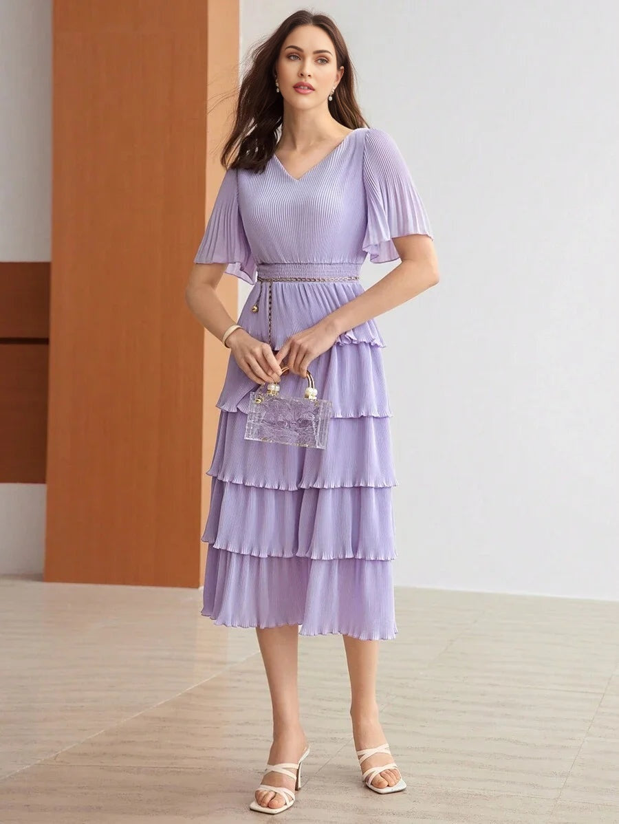 PREMIUM WOVEN FITTED PLEATED DRESSSUMMER OUTFITS